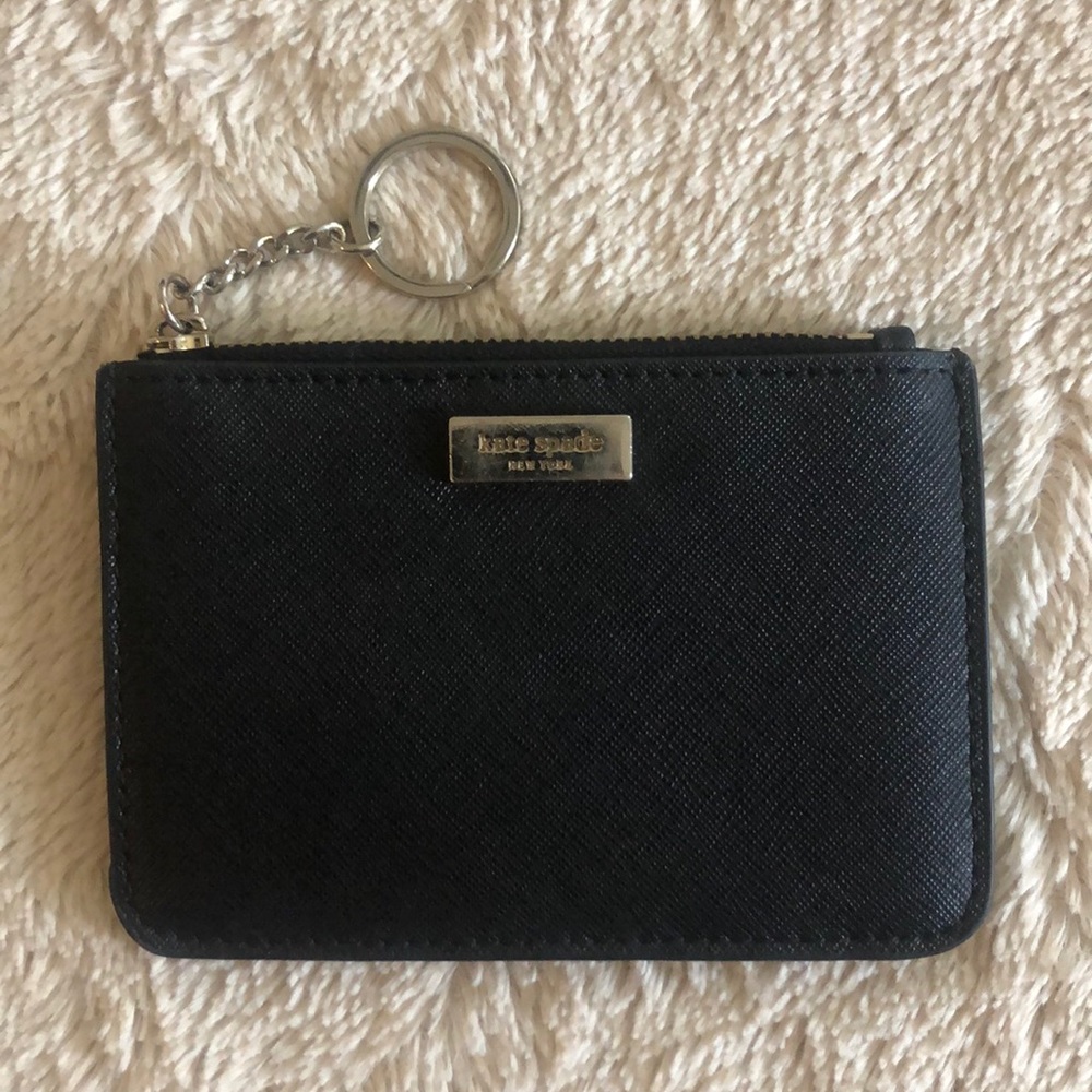 Kate spade keychain wallet with card slots/zipper.